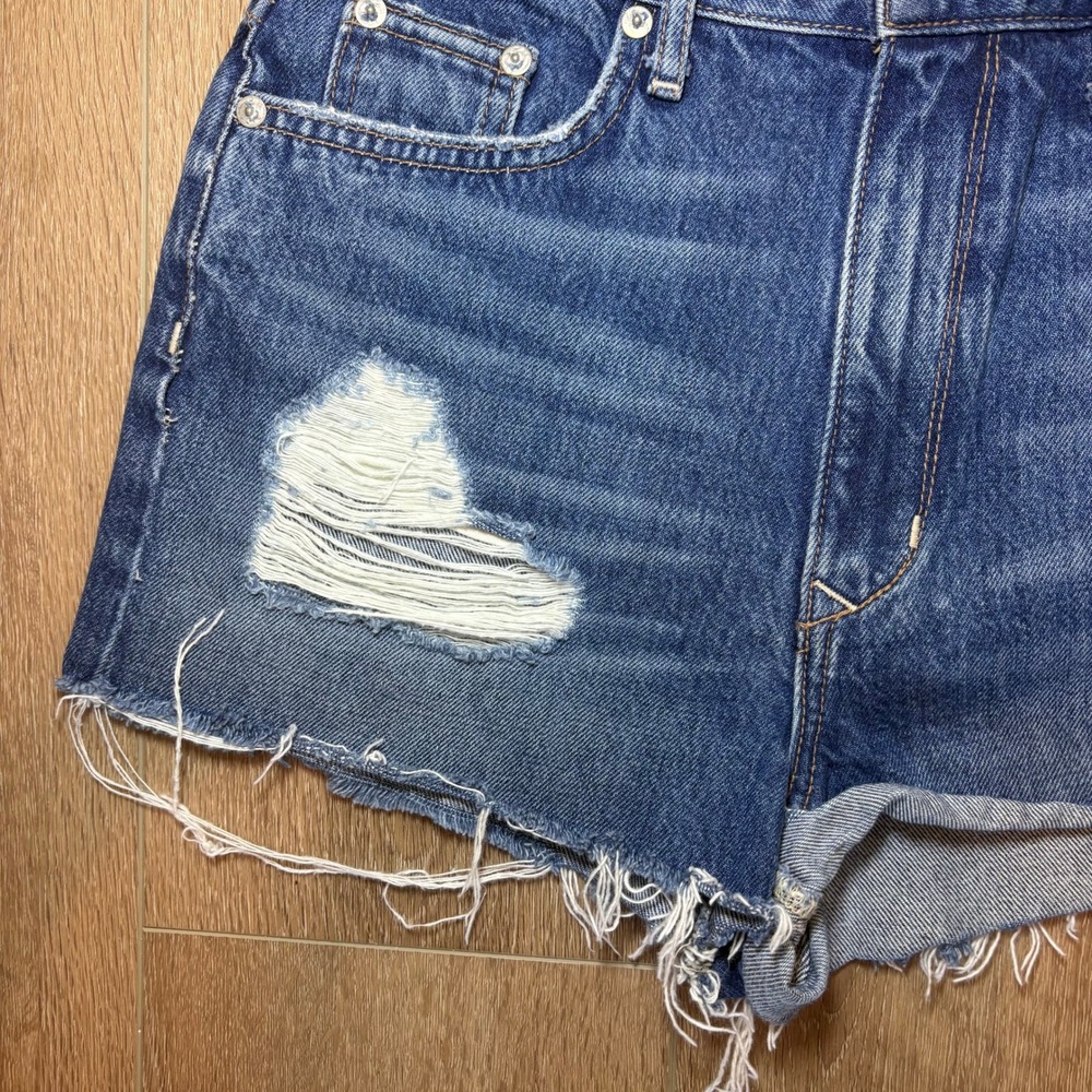 Lovers + Friends REVOLVE Ryan High Rise Distressed Denim Shorts Blue Size 26 - Picture 9 of 14